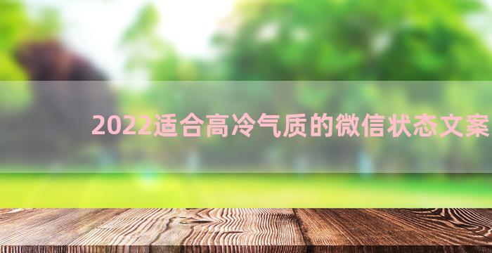 2022适合高冷气质的微信状态文案通用