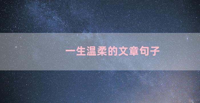 一生温柔的文章句子