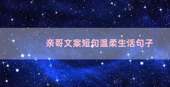 亲哥文案短句温柔生活句子