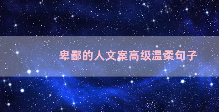 卑鄙的人文案高级温柔句子