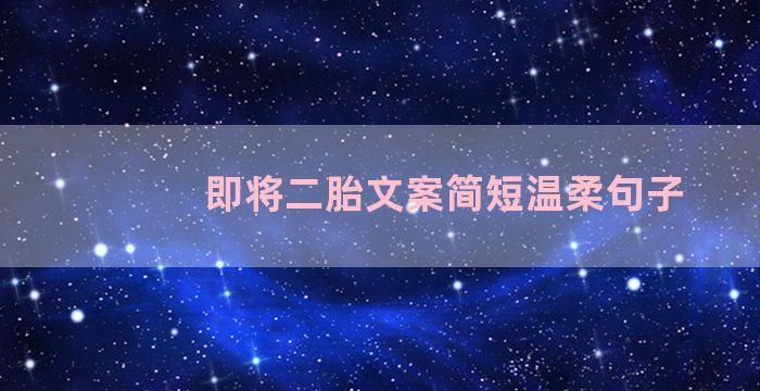 即将二胎文案简短温柔句子