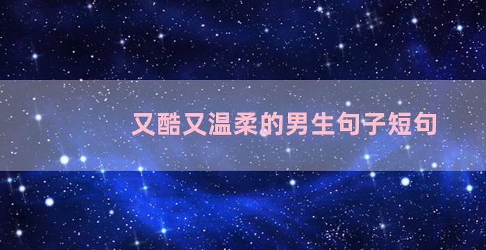 又酷又温柔的男生句子短句